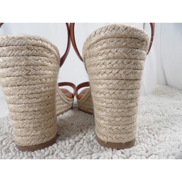 A New Day Womens Tina Cognac Leather Open Toe Wedge Espadrille Heels Size US 11 - Picture 8 of 10